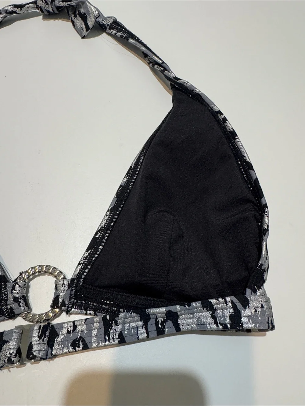 Michael Kors Silver & Black Animal Print Bikini Top NWT size S